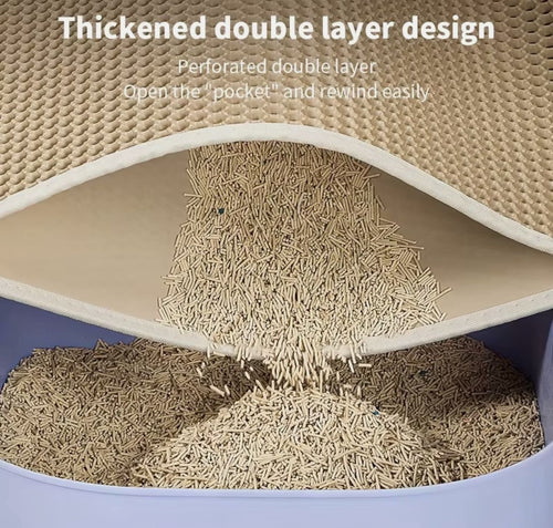PurrClean™ Double-Layer Anti-Tracking Cat Litter Mat – Waterproof Litter Trapping Mat